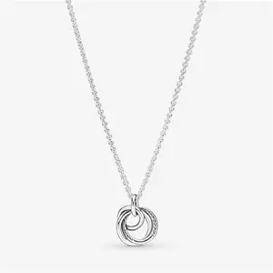 Pandora Family Always Encircled Pendant Necklace - Sterling Silver / Cubic Zirconia - Sz. 60 cm