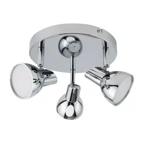 Apollo 3 X 5W Led Chrome Spotlight Round Plate