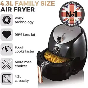 Tower T17021RG Family Size Air Fryer 4.3L 1500W - Black & Rose Gold