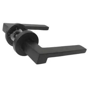 UNO-3 Door Handle Modern Matt Black Lever on Rose Internal Handles + 64mm Latch & Hinges