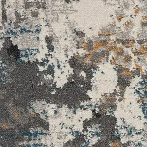 Grey Multicoloured Abstract Modern Easy To Clean Dining Room Bedroom & Living Room Rug-122cm X 183cm