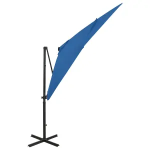 Berkfield Cantilever Umbrella with Pole and LED Lights Azure Blue 250 cm