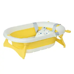 HOMCOM Foldable Baby Bath Tub Ergonomic with Temperature-Induced Water Plug