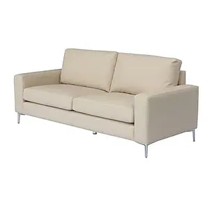 Baltic Faux Leather 3 Seater Sofa In Ivory