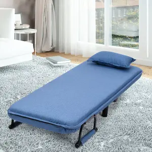 Costway Single Folding Sofa Bed Chair Modern Fabric Sleep Function Holder With Pillow