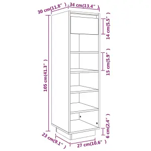 Berkfield Shoe Cabinet Black 34x30x105 cm Solid Wood Pine