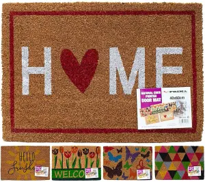 Natural Coco Printed Door Mat 40 X 60Cm Home Entrance Coir Outdoor Indoor Porch