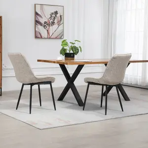 Set of 2 Bovino Fabric Dining Chairs - Brown