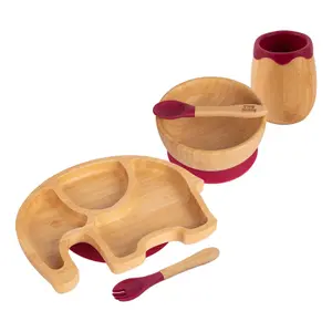 5pc Bamboo Elephant Baby Weaning Set - Red