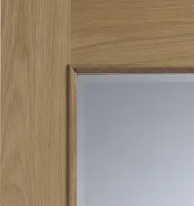 Internal Calabria Oak Clear Bevelled Glass and Raised Mouldings Door 1981 x 838 x 35mm (33")