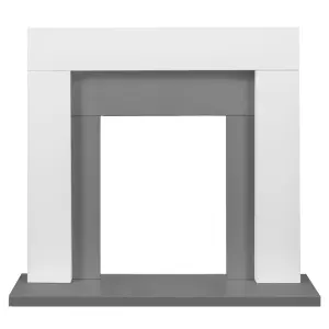 Adam Dakota Fireplace in Pure White & Grey, 39 Inch