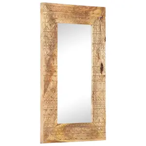 Berkfield Hand-Carved Mirror 80x50x11 cm Solid Mango Wood