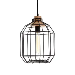 Interiors by Premier Beacan Black Metal Wire Pendant Light