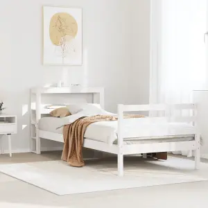 Berkfield Bed Frame without Mattress White 75x190 cm Small Single Solid Wood Pine