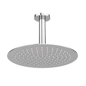 ENKI Contemporary Chrome Fixed Ceiling Mounted Stainless Steel Shower Head & Arm 12"