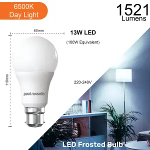 paul russells LED GLS Light Bulbs Bayonet B22 BC, 100w Equivalent, 13W 1521LM LED Bulbs, 6500K Day Light Bulb