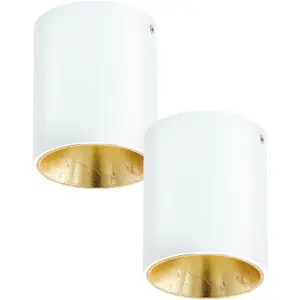 2 PACK Wall / Ceiling Light White & Gold Round Downlight 3.3W Built in LED