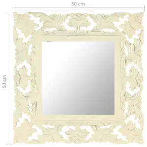 Berkfield Hand Carved Mirror White 50x50 cm Solid Mango Wood