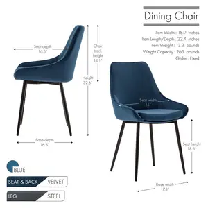 Rocio Upholstered Dining Chair (Set of 2) Blue