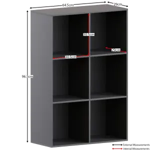 Vida Designs Durham Black 2x3 Cube Storage Unit & Set of 3 Black Foldable Cube Storage Baskets