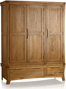 Rustic Solid Oak Wardrobe, Triple Wardrobe, Orrick Range, Oak Furnitureland