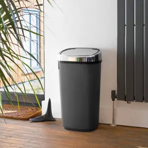 Dihl - UK MADE - 50L Anthracite Grey Sensor Bin with Chrome Sensor Lid Kitchen Waste Dust Bin Automatic Motor