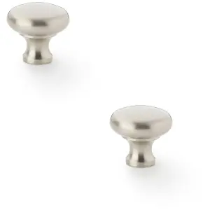 2 PACK - Victorian Round Door Knob - Satin Nickel 32mm - Kitchen Cabinet Pull Handle