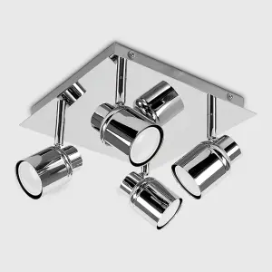 ValueLights Benton Modern 4 Way Silver Straight Bar Ceiling Light Spotlight