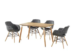 Olivia Halo Dining Set with an Oak Dining Table and 4 Dark Grey Dining Chairs