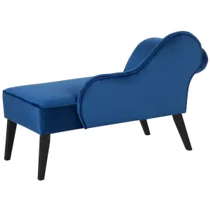 Left Hand Velvet Chaise Lounge Cobalt Blue BIARRITZ