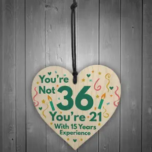 Red Ocean Funny Birthday Gifts For Women Novelty 36th Birthday Gift For Men Wooden Heart Sign Funny Birthday Card