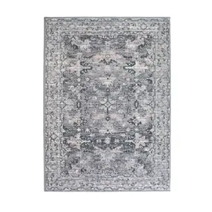 Melrose Colorama Traditional Design Grey/Pink X-Large Indoor Area Rug 200/290cm