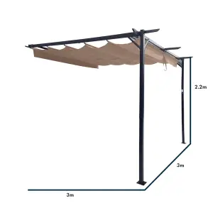 Steel Wall Mounted Pergola - Beige