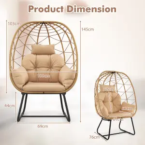 Costway PE Wicker Egg Chair Indoor Outdoor Lounge Chair Patio Basket Chair