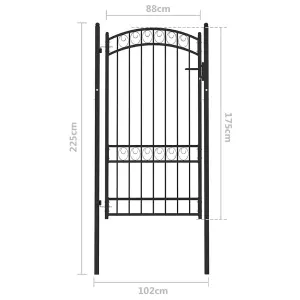 Berkfield Fence Gate with Arched Top Steel 100x175 cm Black