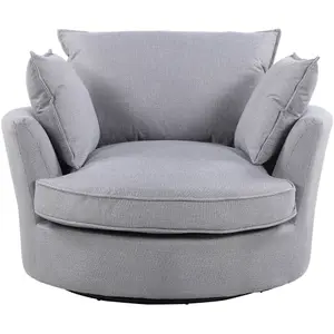 Irwin Woven Textured Fabric Grey Coloured Swivel Based Cuddle Chair