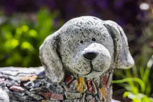 Dog Garden Ornament with Stone Effect