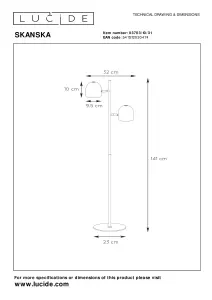 Lucide Skanska Modern Floor Lamp - LED Dim. - 2x5W 3000K - White