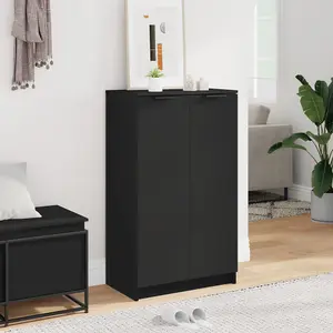 Berkfield Shoe Cabinet Black 59x35x100 cm Engineered Wood