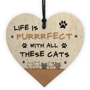 Life Is Perfect With All These Cats Sign Home Sign Funny Crazy Cat Lady Sign Pet Lover Gift