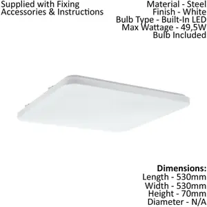 Wall Flush Ceiling Light Colour White Shade White Plastic Bulb LED 49.5W