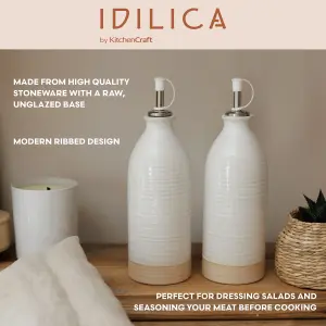 KitchenCraft Idilica Oil and Vinegar Bottles, Set of 2, Cream, 450ml