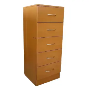 Tall chest of 5 drawers Beech Bedroom furniture