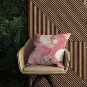 Abstract Pink White Outdoor Cushion 45cm x 45cm