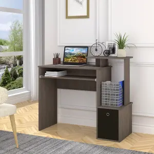 HOMCOM Computer Desk with Sliding Keyboard Tray Storage Drawer Shelf Grey