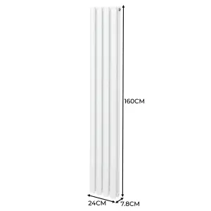 Oval Column Radiator & Valves - 1600mm x 240mm - White