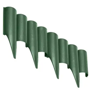 Green Lawn Edging Border Palisade - 2.5 metres / 8.2 ft Long - Garden Fencing with Wood Log Texture and Ground Stakes