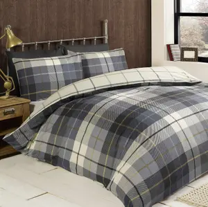 Flanelette Brushed Cotton Tartan Duvet Cover Set