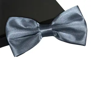 Light Grey Satin Polyester Bow Tie for Casual & Formal Wear, Wedding Party Accessory