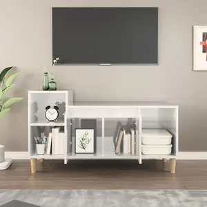 Berkfield TV Cabinet High Gloss White 100x35x55 cm Engineered Wood